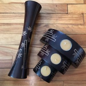 Candle holder and vase, bamboo design
